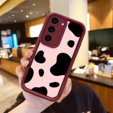 HONTINGA Samsung Galaxy S23 ile Uyumlu Kılıfı Düşüme Önleyici Basitlik Anti Düşme Kamera Korumali Inek Bordo Desen Yumuşak Silikon Telefon Kılıfı Kadın ve Erkek Için Uygundur K2-7116