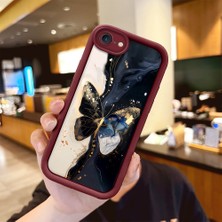 HONTINGA iPhone Se 2020 ile Uyumlu Kılıfı Düşüme Önleyici Basitlik Anti Düşme Kamera Korumali Vintage Bow Bordo Desen Yumuşak Silikon Telefon Kılıfı Kadın ve Erkek Için Uygundur K2-7084