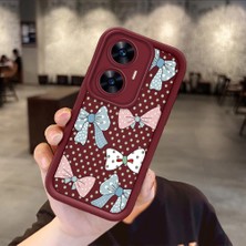 HONTINGA Realme C55 ile Uyumlu Kılıfı Düşüme Önleyici Basitlik Anti Düşme Kamera Korumali Vintage Bow Bordo Desen Yumuşak Silikon Telefon Kılıfı Kadın ve Erkek Için Uygundur K2-7084