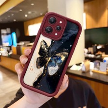 HONTINGA Xiaomi Redmi 12 ile Uyumlu Kılıfı Düşüme Önleyici Basitlik Anti Düşme Kamera Korumali Vintage Bow Bordo Desen Yumuşak Silikon Telefon Kılıfı Kadın ve Erkek Için Uygundur K2-7084