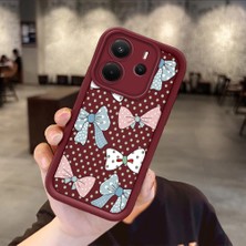 HONTINGA Xiaomi Redmi Note 14 ile Uyumlu Kılıfı Düşüme Önleyici Basitlik Anti Düşme Kamera Korumali Vintage Bow Bordo Desen Yumuşak Silikon Telefon Kılıfı Kadın ve Erkek Için Uygundur K2-7084