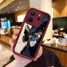 HONTINGA Xiaomi Redmi Note 14 ile Uyumlu Kılıfı Düşüme Önleyici Basitlik Anti Düşme Kamera Korumali Vintage Bow Bordo Desen Yumuşak Silikon Telefon Kılıfı Kadın ve Erkek Için Uygundur K2-7084