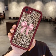 HONTINGA iPhone Se 2020 ile Uyumlu Kılıfı Düşüme Önleyici Basitlik Anti Düşme Kamera Korumali Leopar Deseni Bordo Desen Yumuşak Silikon Telefon Kılıfı Kadın ve Erkek Için Uygundur K2-7083