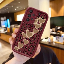 HONTINGA Samsung Galaxy A73 ile Uyumlu Kılıfı Düşüme Önleyici Basitlik Anti Düşme Kamera Korumali Leopar Deseni Bordo Desen Yumuşak Silikon Telefon Kılıfı Kadın ve Erkek Için Uygundur K2-7083