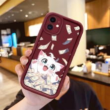 HONTINGA iPhone 12 ile Uyumlu Kılıfı Düşüme Önleyici Basitlik Anti Düşme Kamera Korumali Sevimli Kedi Bordo Desen Yumuşak Silikon Telefon Kılıfı Kadın ve Erkek Için Uygundur K2-7082