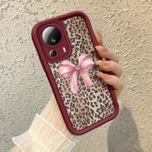 HONTINGA Xiaomi Mi 13 Lite ile Uyumlu Kılıfı Düşüme Önleyici Basitlik Anti Düşme Kamera Korumali Leopar Deseni Bordo Desen Yumuşak Silikon Telefon Kılıfı Kadın ve Erkek Için Uygundur K2-7083