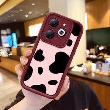 HONTINGA Infinix Smart 8 ile Uyumlu Kılıfı Düşüme Önleyici Basitlik Anti Düşme Kamera Korumali Inek Bordo Desen Yumuşak Silikon Telefon Kılıfı Kadın ve Erkek Için Uygundur K2-7116