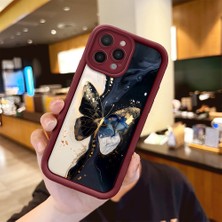 HONTINGA iPhone 16 Pro Max ile Uyumlu Kılıfı Düşüme Önleyici Basitlik Anti Düşme Kamera Korumali Vintage Bow Bordo Desen Yumuşak Silikon Telefon Kılıfı Kadın ve Erkek Için Uygundur K2-7084