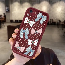 HONTINGA iPhone Se 2022 ile Uyumlu Kılıfı Düşüme Önleyici Basitlik Anti Düşme Kamera Korumali Vintage Bow Bordo Desen Yumuşak Silikon Telefon Kılıfı Kadın ve Erkek Için Uygundur K2-7084