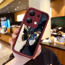 HONTINGA Xiaomi Redmi Note 14S ile Uyumlu Kılıfı Düşüme Önleyici Basitlik Anti Düşme Kamera Korumali Vintage Bow Bordo Desen Yumuşak Silikon Telefon Kılıfı Kadın ve Erkek Için Uygundur K2-7084