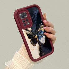 HONTINGA Xiaomi Redmi Note 11 ile Uyumlu Kılıfı Düşüme Önleyici Basitlik Anti Düşme Kamera Korumali Vintage Bow Bordo Desen Yumuşak Silikon Telefon Kılıfı Kadın ve Erkek Için Uygundur K2-7084