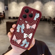 HONTINGA Tecno Spark 20 Pro ile Uyumlu Kılıfı Düşüme Önleyici Basitlik Anti Düşme Kamera Korumali Vintage Bow Bordo Desen Yumuşak Silikon Telefon Kılıfı Kadın ve Erkek Için Uygundur K2-7084