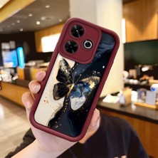 HONTINGA Xiaomi Redmi 13 ile Uyumlu Kılıfı Düşüme Önleyici Basitlik Anti Düşme Kamera Korumali Vintage Bow Bordo Desen Yumuşak Silikon Telefon Kılıfı Kadın ve Erkek Için Uygundur K2-7084