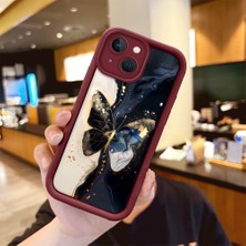 HONTINGA iPhone 15 Plus ile Uyumlu Kılıfı Düşüme Önleyici Basitlik Anti Düşme Kamera Korumali Vintage Bow Bordo Desen Yumuşak Silikon Telefon Kılıfı Kadın ve Erkek Için Uygundur K2-7084