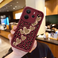 HONTINGA Xiaomi Redmi Note 14 ile Uyumlu Kılıfı Düşüme Önleyici Basitlik Anti Düşme Kamera Korumali Leopar Deseni Bordo Desen Yumuşak Silikon Telefon Kılıfı Kadın ve Erkek Için Uygundur K2-7083