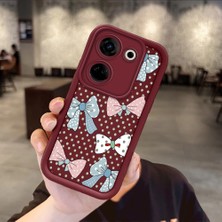 HONTINGA Tecno Camon 20 Pro 4g ile Uyumlu Kılıfı Düşüme Önleyici Basitlik Anti Düşme Kamera Korumali Vintage Bow Bordo Desen Yumuşak Silikon Telefon Kılıfı Kadın ve Erkek Için Uygundur K2-7084