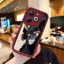 HONTINGA Infinix Smart 8 ile Uyumlu Kılıfı Düşüme Önleyici Basitlik Anti Düşme Kamera Korumali Vintage Bow Bordo Desen Yumuşak Silikon Telefon Kılıfı Kadın ve Erkek Için Uygundur K2-7084