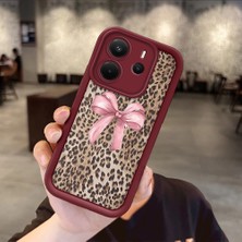 HONTINGA Xiaomi Redmi Note 14 ile Uyumlu Kılıfı Düşüme Önleyici Basitlik Anti Düşme Kamera Korumali Leopar Deseni Bordo Desen Yumuşak Silikon Telefon Kılıfı Kadın ve Erkek Için Uygundur K2-7083