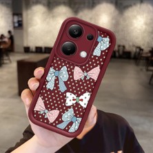 HONTINGA Xiaomi Redmi Note 14S ile Uyumlu Kılıfı Düşüme Önleyici Basitlik Anti Düşme Kamera Korumali Vintage Bow Bordo Desen Yumuşak Silikon Telefon Kılıfı Kadın ve Erkek Için Uygundur K2-7084