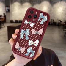 HONTINGA iPhone 14 Pro Max ile Uyumlu Kılıfı Düşüme Önleyici Basitlik Anti Düşme Kamera Korumali Vintage Bow Bordo Desen Yumuşak Silikon Telefon Kılıfı Kadın ve Erkek Için Uygundur K2-7084