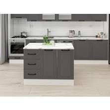 Alvinka 120 cm Mbr_a Ada Mutfak Dolabı Beyaz Antrasit Mdf