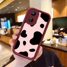 HONTINGA Poco C65 ile Uyumlu Kılıfı Düşüme Önleyici Basitlik Anti Düşme Kamera Korumali Inek Bordo Desen Yumuşak Silikon Telefon Kılıfı Kadın ve Erkek Için Uygundur K2-7116