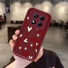 HONTINGA Xiaomi Redmi Note 14 Pro ile Uyumlu Kılıfı Düşüme Önleyici Basitlik Anti Düşme Kamera Korumali Kalp Bordo Desen Yumuşak Silikon Telefon Kılıfı Kadın ve Erkek Için Uygundur K2-7085