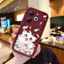 HONTINGA Tecno Spark 20 ile Uyumlu Kılıfı Düşüme Önleyici Basitlik Anti Düşme Kamera Korumali Sevimli Kedi Bordo Desen Yumuşak Silikon Telefon Kılıfı Kadın ve Erkek Için Uygundur K2-7082