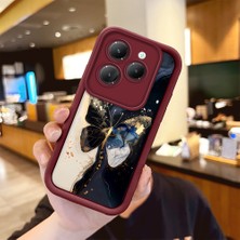 HONTINGA Infinix Hot 40 ile Uyumlu Kılıfı Düşüme Önleyici Basitlik Anti Düşme Kamera Korumali Vintage Bow Bordo Desen Yumuşak Silikon Telefon Kılıfı Kadın ve Erkek Için Uygundur K2-7084