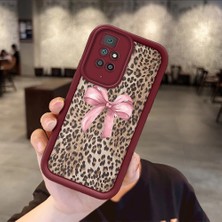 HONTINGA Xiaomi Redmi 10 ile Uyumlu Kılıfı Düşüme Önleyici Basitlik Anti Düşme Kamera Korumali Leopar Deseni Bordo Desen Yumuşak Silikon Telefon Kılıfı Kadın ve Erkek Için Uygundur K2-7083