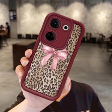 HONTINGA Tecno Camon 20 Pro 4g ile Uyumlu Kılıfı Düşüme Önleyici Basitlik Anti Düşme Kamera Korumali Leopar Deseni Bordo Desen Yumuşak Silikon Telefon Kılıfı Kadın ve Erkek Için Uygundur K2-7083