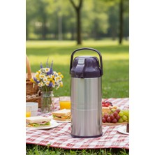 Porsima 2009-2 Çift Kat Paslanmaz Çelik Pompalı Termos Çay Termosu Su Termosu  4,5lt Bordo