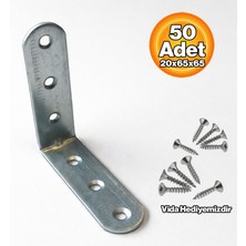Badem10 Köşe Birleştirme L Demir Yuvarlak Başlı 20X65X65 mm 50 Adet Metal Bağlantı Sabitleme Set Aparatı