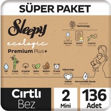 Sleepy Ecologic Premium Plus Süper Paket Bebek Bezi 2 Numara Mini 136 Adet
