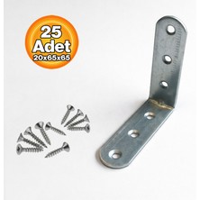 Badem10 L Demir Gönye 25 Adet Yuvarlak Başlı 20X65X65 mm Köşe Bağlantı Montaj Sabitleme Metal Aparat