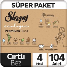 Sleepy Ecologic Premium Plus Süper Paket Bebek Bezi 4 Numara Maxi 104 Adet 