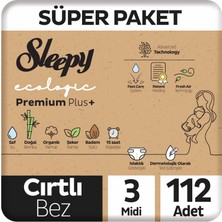 Sleepy Ecologic Premium Plus Süper Paket Bebek Bezi 3 Numara Midi 112 Adet