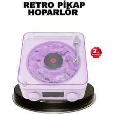 E-Woman Projektör Işıklı Retro Hoparlör Bluetooth Aux USB Hafıza Kartlı 360° Sesli Şarjlı - Lisinya