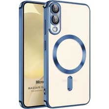Microsonic Samsung Galaxy S25 Edge Kılıf Magsafe Luxury Electroplate Sierra Mavisi