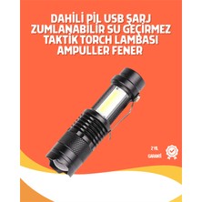 E-Woman Şarjlı LED El Feneri - 14500 Pil Dahil, 4 Işık Modu, Mini Boy - Lisinya