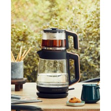 Allians Cam Çay Makinesi ve Kettle Siyah-Bakır, Şık ve Fonksiyonel Set