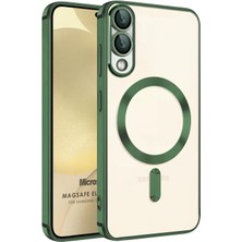 Microsonic Samsung Galaxy S25 Edge Kılıf Magsafe Luxury Electroplate Koyu Yeşil