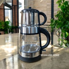 Allians Elektrikli Çaysever 2'li Çelik Su Isıtıcı ve Cam Çay Makinesi Siyah