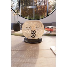 PremiumPort Siyah Plastik Küre Abajur, Krem Top Aydınlatma, Şık ve Modern Tasarım