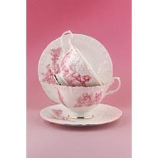 Bursa Porselen Dekor Gül Kurusu İngiliz Altın Yaldızlı Bone 2 Kişilik Çay Fincan Takımı