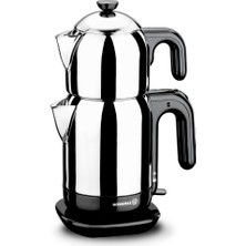 Allians Elektrikli Çaydanlık, Siyah Inox, Şık ve Pratik Tasarım