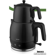 Allians Geniş Kapasiteli Siyah Inoxx Çay Makinesi ve Su Isıtıcı, 2200W