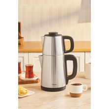 Allians Pratik Çelik Çay Makinesi, Siyah Inox, 2'li Set