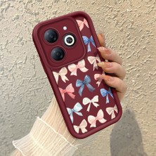 HONTINGA Tecno Spark Go 2024 ile Uyumlu Kılıfı Düşüme Önleyici Basitlik Anti Düşme Kamera Korumali Kalp Bordo Desen Yumuşak Silikon Telefon Kılıfı Kadın ve Erkek Için Uygundur K2-7079