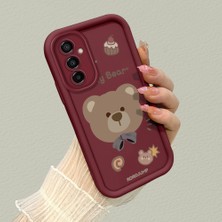 HONTINGA Samsung Galaxy M23 ile Uyumlu Kılıfı Düşüme Önleyici Basitlik Anti Düşme Kamera Korumali Ayılar Bordo Desen Yumuşak Silikon Telefon Kılıfı Kadın ve Erkek Için Uygundur K2-7080
